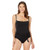 Seafolly Women's Standard DD Cup One Piece Swimsuit with Sash Front, Active Black, 8 US