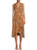 Calvin Klein Floral Faux Wrap Dress, Brown Multi, 2