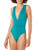 Trina Turk Women's Standard Plunge Wrap Front One Piece Swimsuit, Turquoise//Getaway Solids, 10