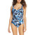 Tommy Bahama Indigo Garden Twist High Neck One-Piece Swimsuit, Black, 8