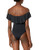 La Blanca Women's Standard Island Goddess Off Shoulder Ruffle One Piece Swimsuit, Black, 10