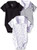 Hanes Ultimate Baby Flexy 3 Pack Short Sleeve Polo Bodysuits, Grey/Black Stripe, 6-12 Months