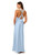 Liv Foster Satin Halter Gown With Twist Back, Light Blue, 6