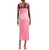 YAURA Dara Ruched Column Dress, Sleeveless, Shoulder Straps With Fabric Rosette, Pink, 8