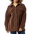 32 DEGREES Women's Cozy Fleece Shirt Jacket Oversized, Brown, XL/XXL