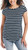 Nautica Women's Short Sleeve Slub Stripe Tee, Navy, Medium