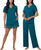 Carole Hochman Midnight Women’s 3-piece Elastic Waistband PJ Set, Teal, Small