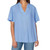Well Worn Women's Blue Cuffed Ruffle Sleeve V-Neck Top, Blue, 2X-Large