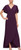 S.L. Fashions Women's Long Length Hi-Low Gown, Flutter Sleeves, Hip Embellishment, Faux Wrap, Eggplant, 18