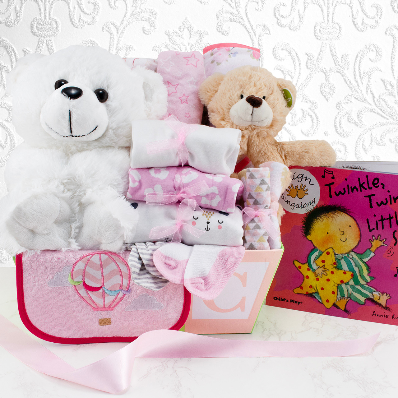 Welcome Home Baby Girl Medium Gift Basket