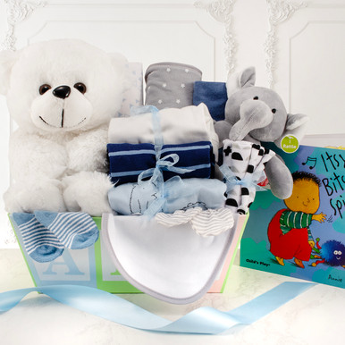 Welcome Home Baby Boy Medium Gift Basket
