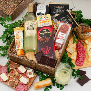 Mangia Con Gusto Italian White Wine & Antipasto Gift Box