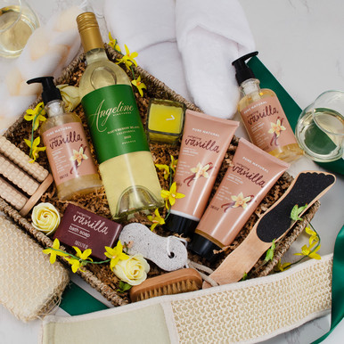 Essential Home Spa & White Wine Gift Basket
