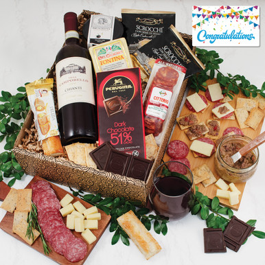 Buona Vita Italian Vino & Antipasto Gift Box - Congratulations
