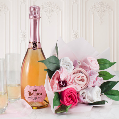 Rosé & Roses Baby Girl Bouquet Gift