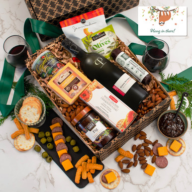 Red Wine, Cheese & Crackers Classic Collection Gift Box - Hang In There
