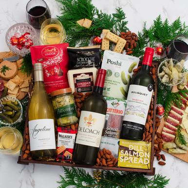 Grand Charcuterie Tray and Wine Trio Gift