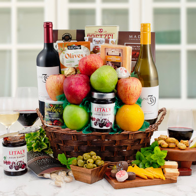 In Good Taste Wine, Cheese & Fruit Gift Basket