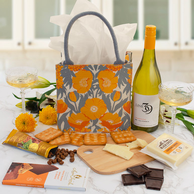 Poppin' Poppies White Wine & Cheese Board Gift Tote