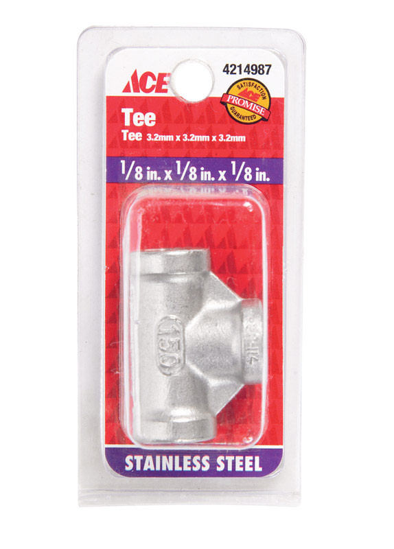 Smith-Cooper 1/8 in. FPT x 1/8 in. Dia. FPT Stainless Steel Tee
