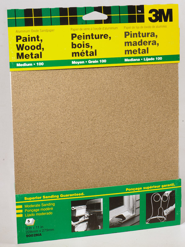 3M 11 in. L x 9 in. W 100 Grit Aluminum Oxide Sandpaper 5 pk