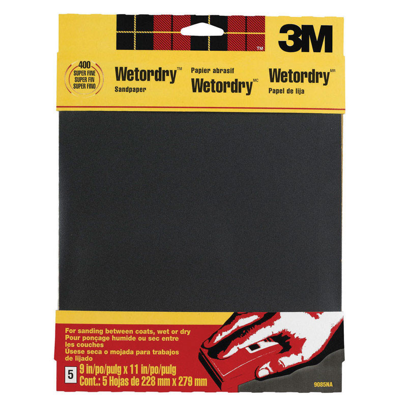 3M 11 in. L x 9 in. W 400 Grit Silicon Carbide Sandpaper 5 pk