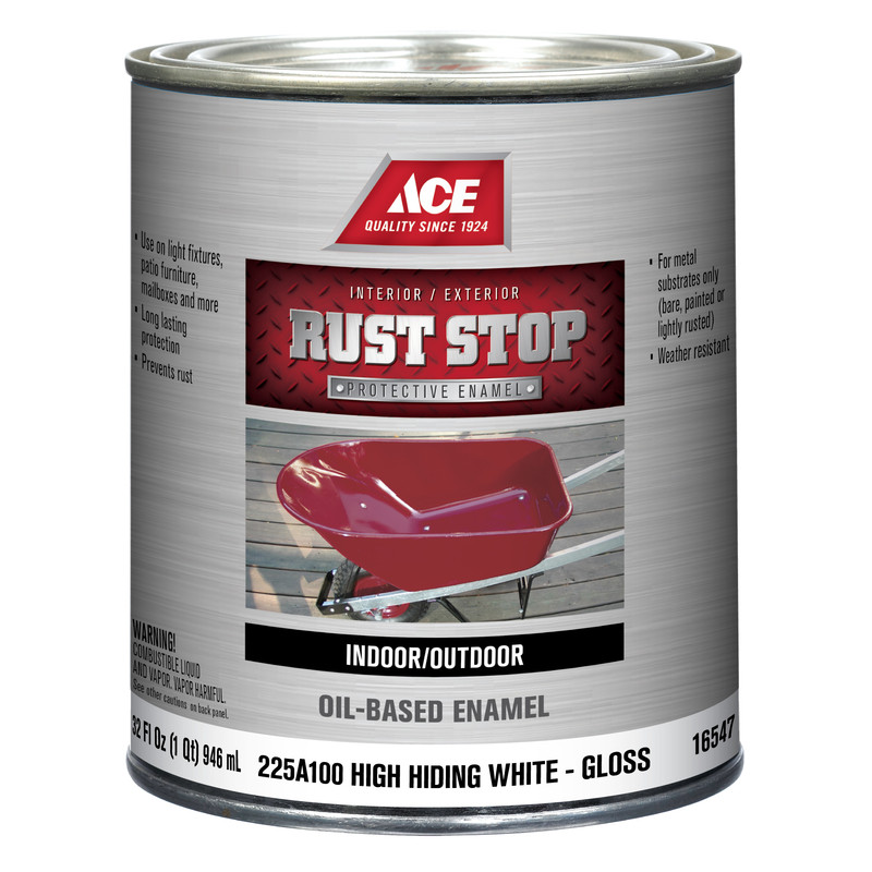 Ace Rust Stop Indoor and Outdoor Gloss White Rust Prevention Paint 1 qt.