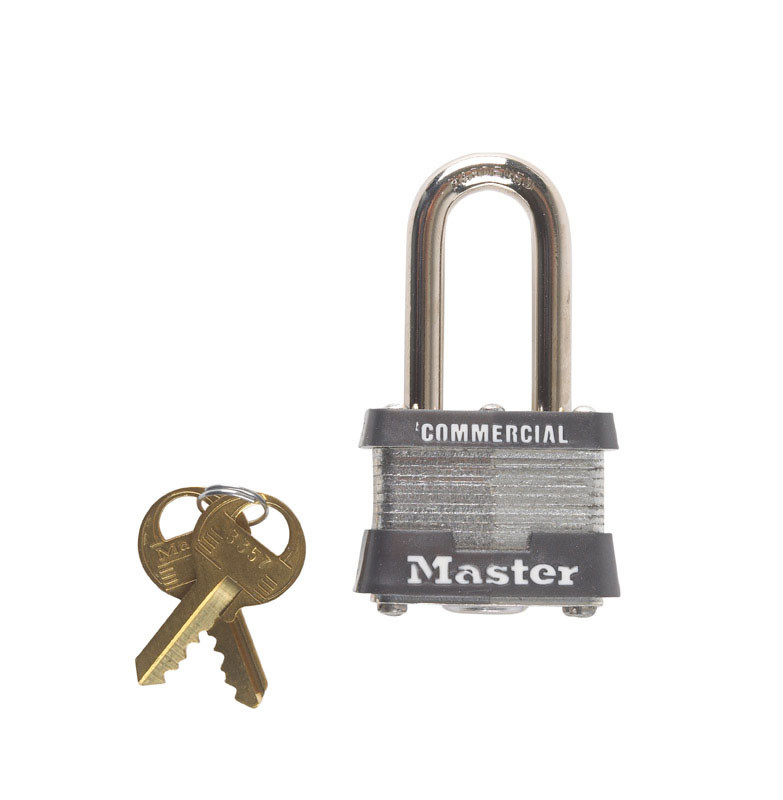 Master Lock 1-5/16 in. H x 1-5/8 in. W x 1-9/16 in. L Laminated Steel Double Locking Padlock 6 p