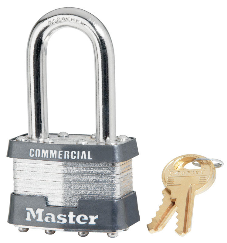 Master Lock 1-5/16 in. H x 1 in. W x 1-3/4 in. L Laminated Steel 4-Pin Cylinder Padlock 6 pk Key