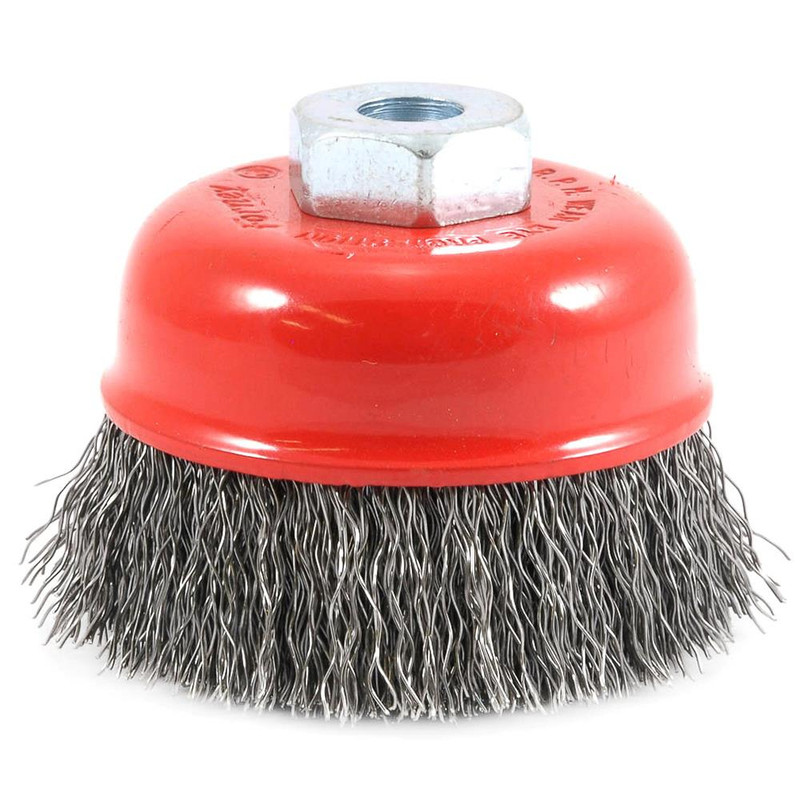 Cup Brush Crimped, 2-3/4" x .014 x M10 x 1.25 Arbor