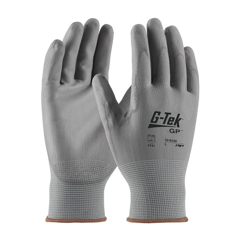 GREY KNIT URETHANE GLOVE SMALL