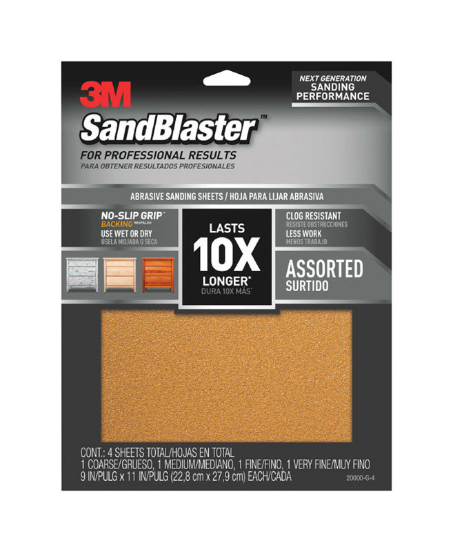 SANDPAPER NO SLIP ASSORTED 4 PACK