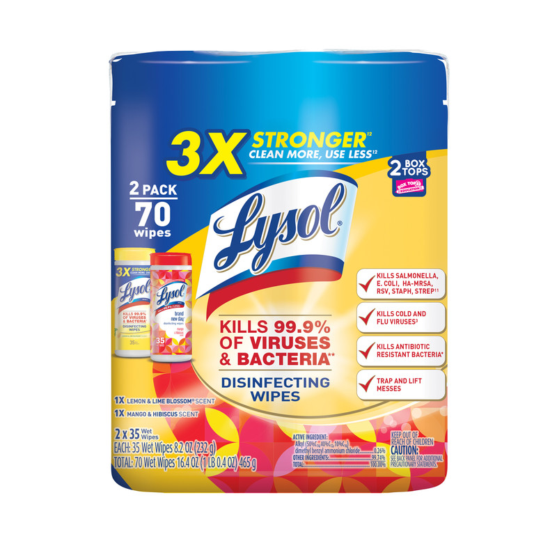 Lysol Lemon and Lime Blossom and Mango and Hibiscus Scent Disinfecting Wipes 16.4 ounce 70 pack