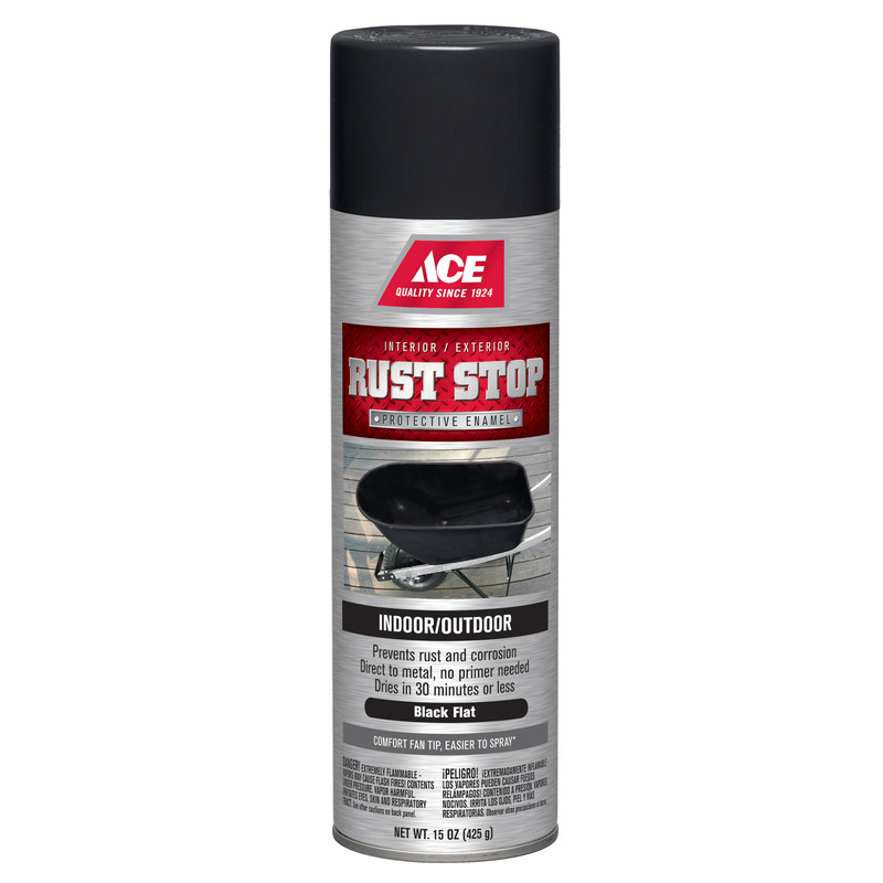 Spray paint Ace RustStop Flat Black 15 ounce
