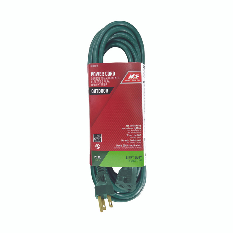 CORD EXTENSION 25 FOOT 16/3C GREEN