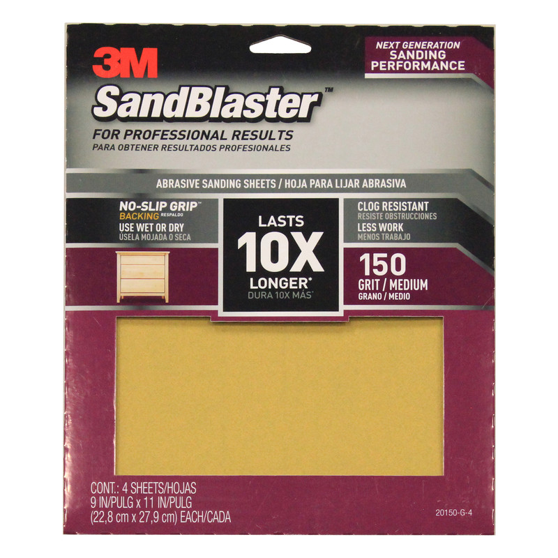 3M SandBlaster 11 in. L x 9 in. W 150 Grit Ceramic Sandpaper 4 pk