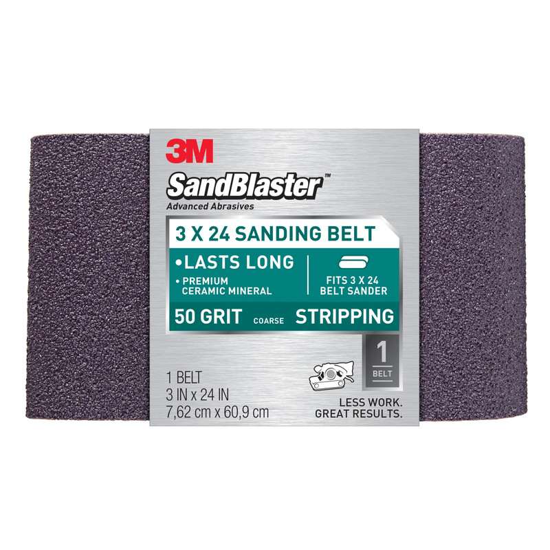 3M SandBlaster 24 in. L x 3 in. W Ceramic Sanding Belt 50 Grit Coarse 1 pk