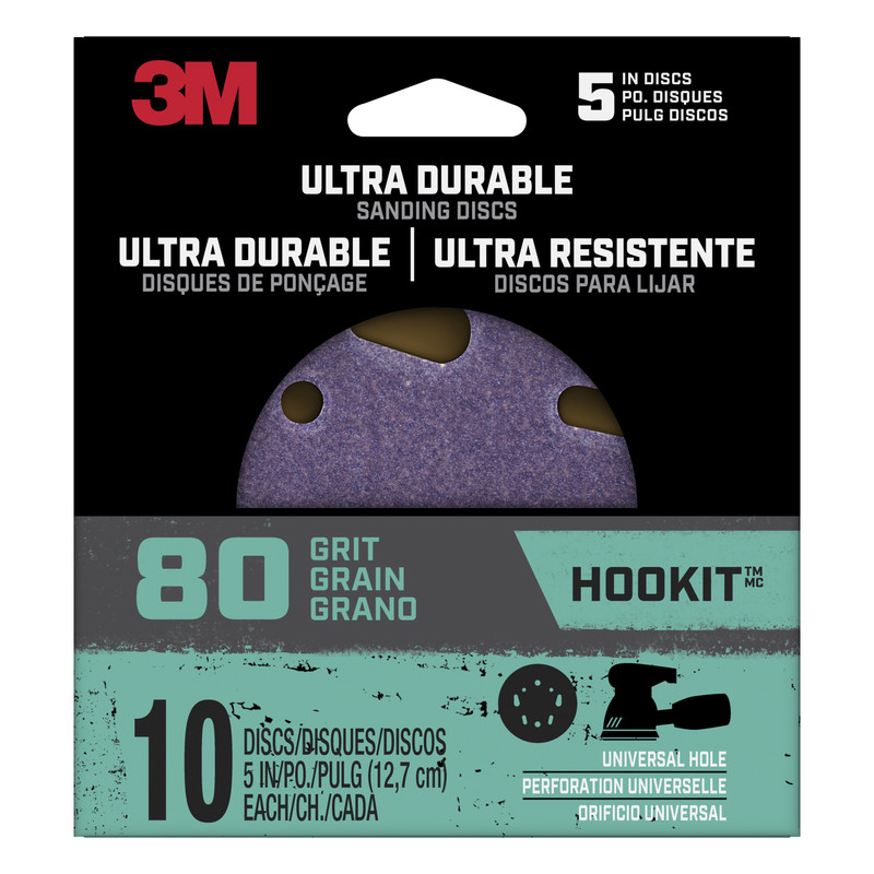 3M Ultra Durable 5 in. Ceramic Hook and Loop Sanding Disc 80 Grit 10 pk
