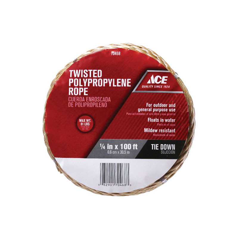 Ace 1/4 in. Dia. x 100 ft. L Brown Twisted Poly Rope