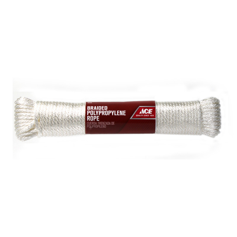 Ace 1/4 in. Dia. x 100 ft. L White Braided Poly Rope