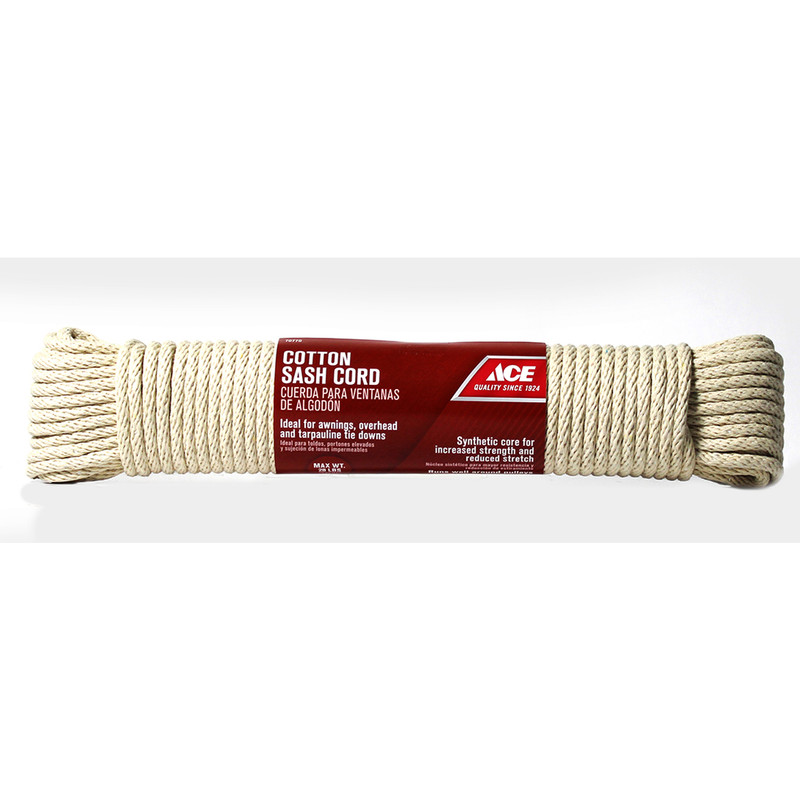 Ace 1/4 in. Dia. x 100 ft. L White Solid Braided Cotton Cord