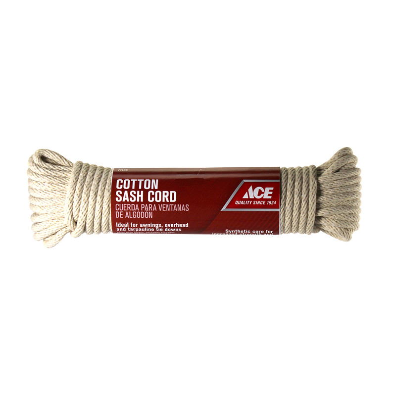 Ace 1/4 in. Dia. x 50 ft. L White Solid Braided Cotton Cord