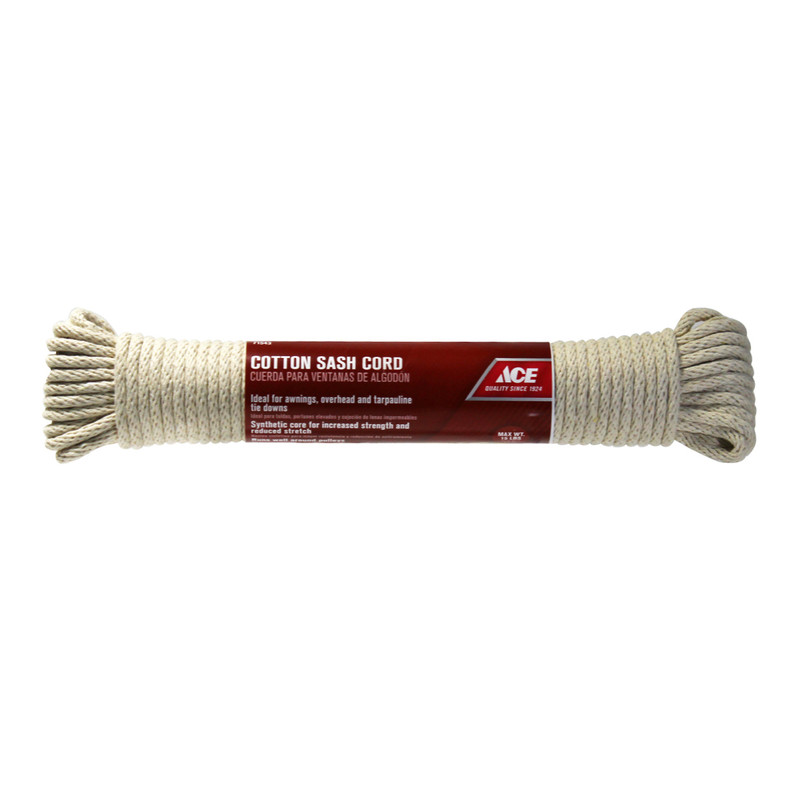 Ace 3/16 in. Dia. x 50 ft. L Natural Braided Cotton Cord