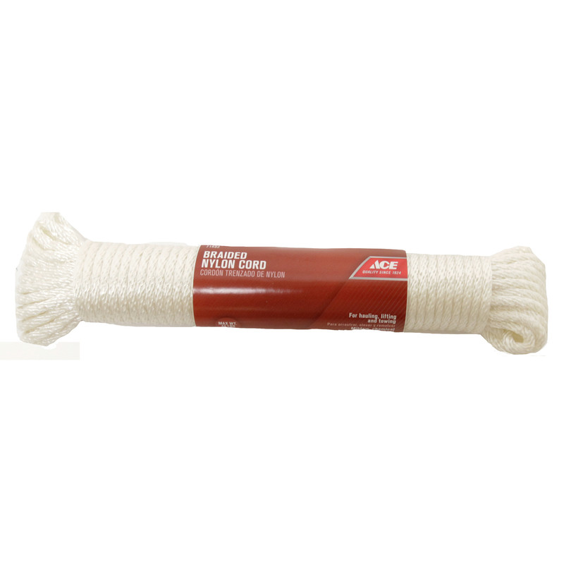 Ace 3/16 in. Dia. x 50 ft. L White Solid Braided Nylon Rope