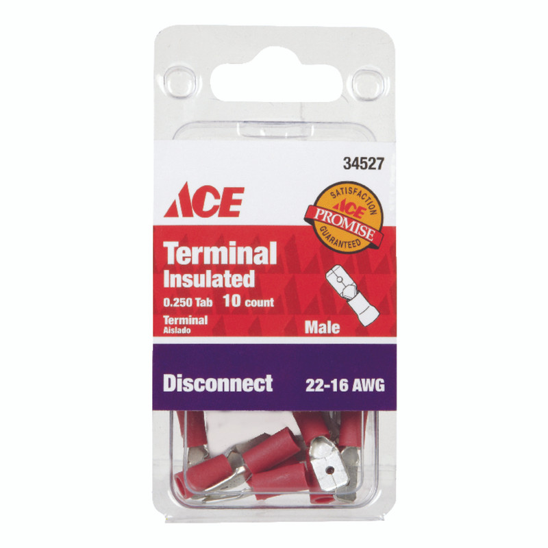 Ace Insulated Wire Male Disconnect Yellow 10 pk