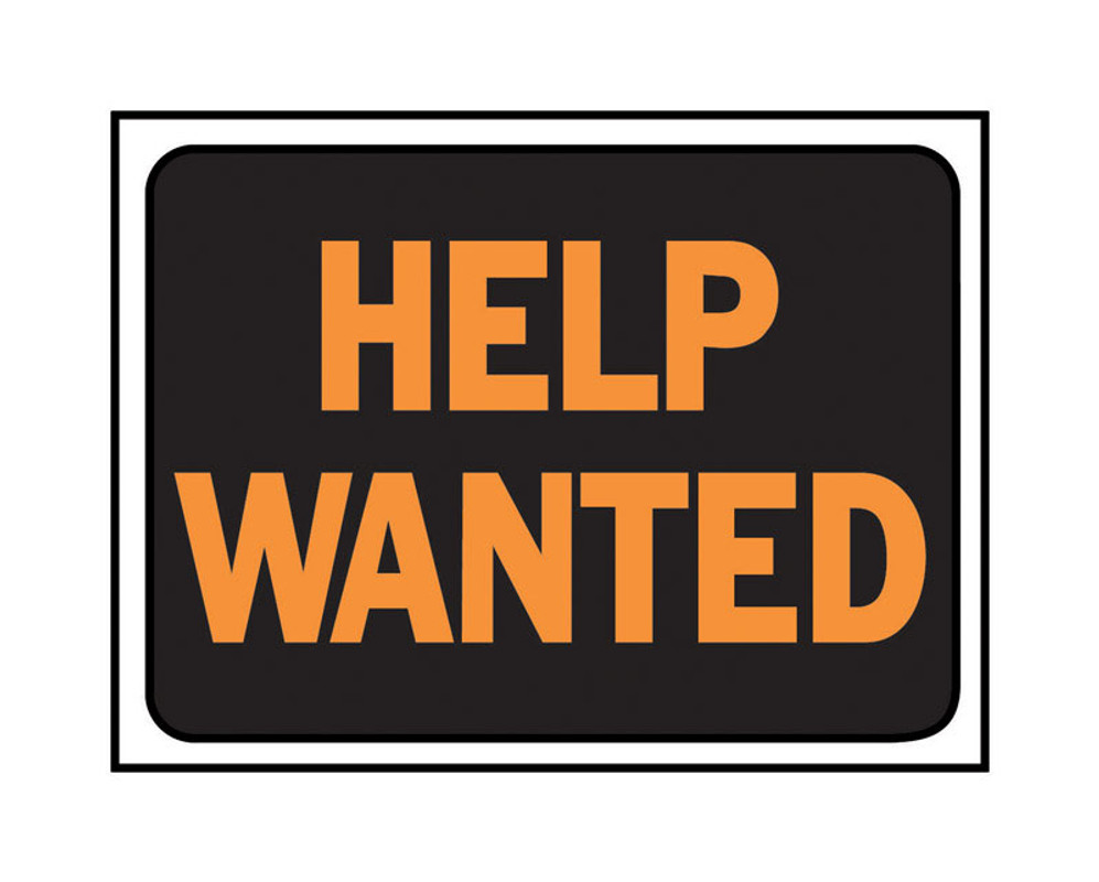 Hy-Ko Hy-Glo English Black Help Wanted Sign 8.5 in. H x 12 in. W