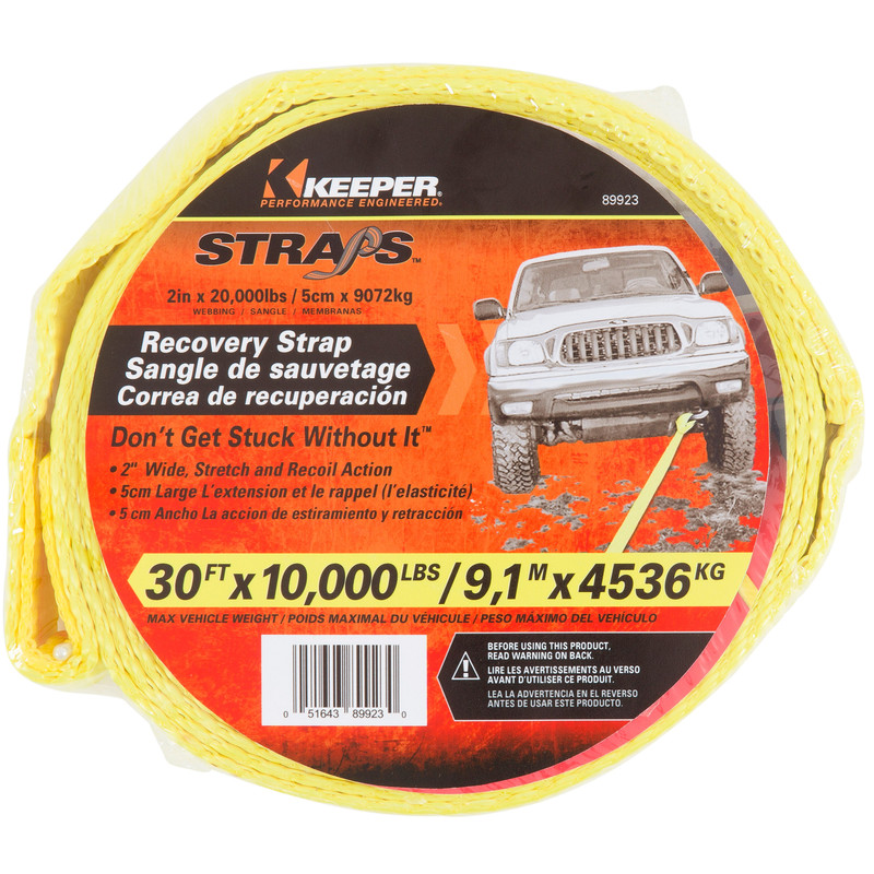 Keeper 2 in. W x 30 ft. L Yellow Vehicle Recovery Strap 10000 lb. 1 pk