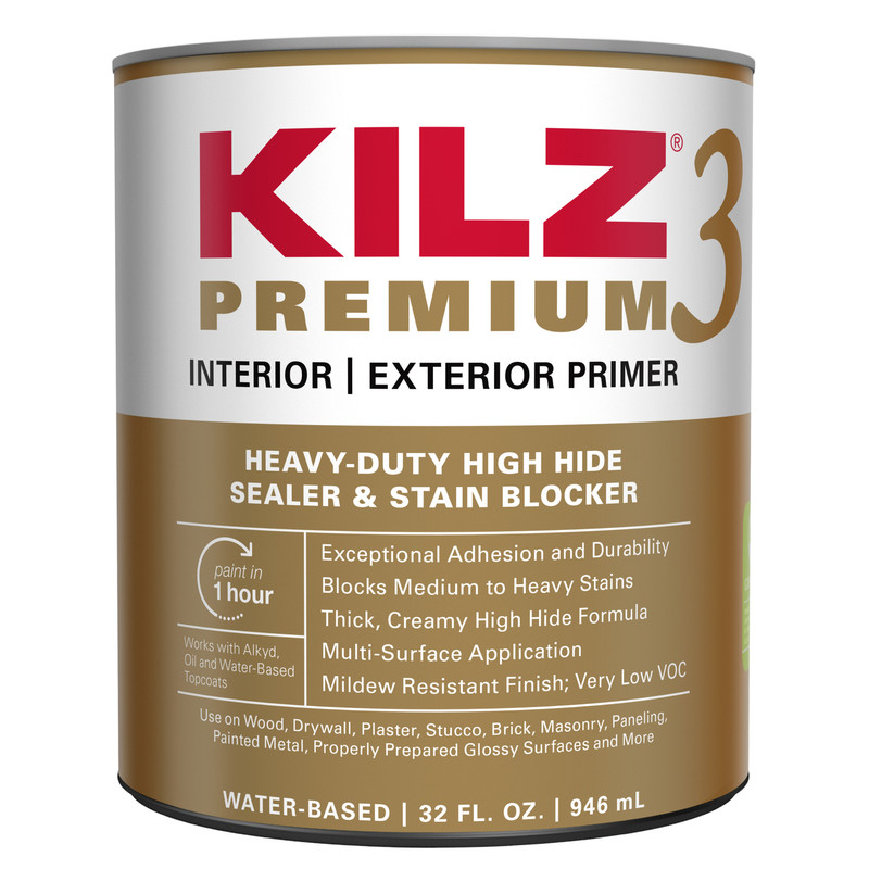 KILZ Premium White Flat Water-Based Primer and Sealer 1 qt.