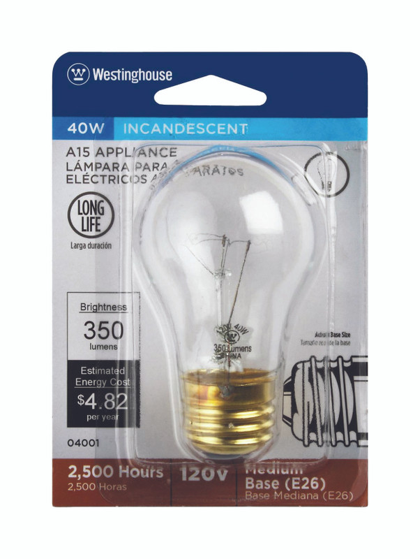 INCANDESCENT A15 BULB 40 WATT CLEAR