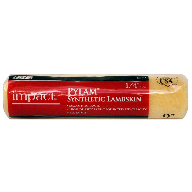 Linzer Impact Pylam Synthetic Lambskin 1/4 in. x 9 in. W Regular Paint Roller Cover 1 pk